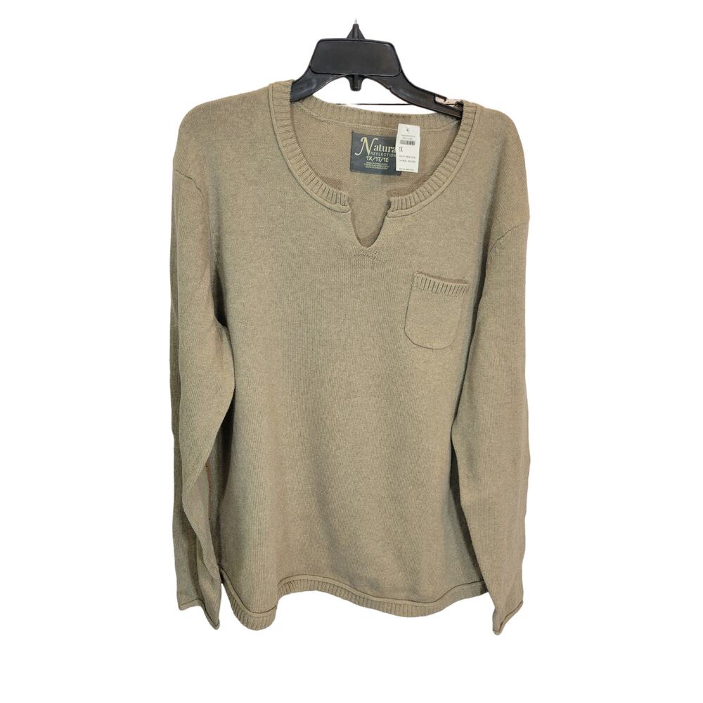 NEW Bass Pro Reflections Oatmeal‎ Heather Notch Neck Pullover Sweater Mens 1X